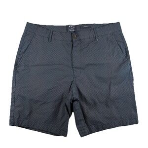 Ben Sherman Shorts Diamond Print Dark Navy Blue Men's 36‎ Reg Fit Stretch Cotton